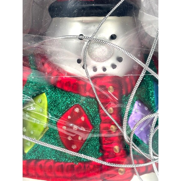 NWT Department 56‎ Mercury Glass Snowman Stocking 8" Ornament Hand Painted Large - Picture 8 of 11